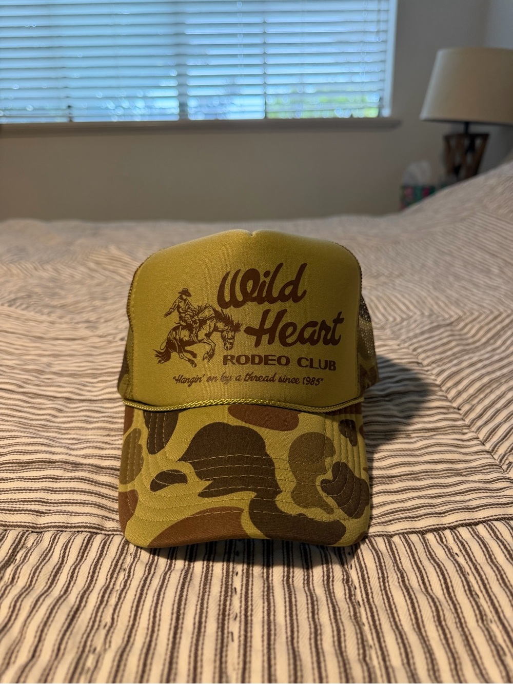 OTTO Wild Heart Rodeo Club Olive and Brown Camo Trucker Hat